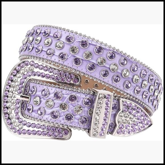 Rhinestone Western Leather Belt for Women Men, Sparkle Studded Belt main image 6